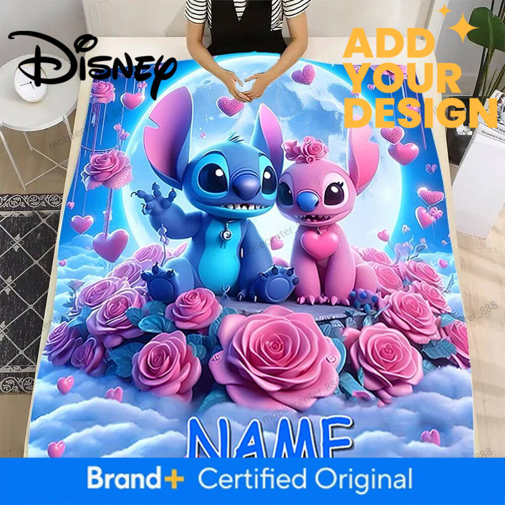 Customized Name Personalized Blanket, Disney Stitch Princess Cars Print Birthday Christmas Gift Sofa Bed Camping Blanket - view 6