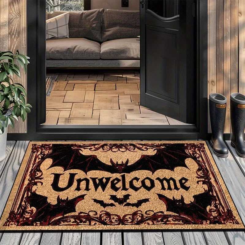 VIKAMA Halloween Carpet Bat Unwelcome Personty Carpet Door Mat Non-Slip Floor Mat Dark Series Outdoor Carpet Home Decoration H251205