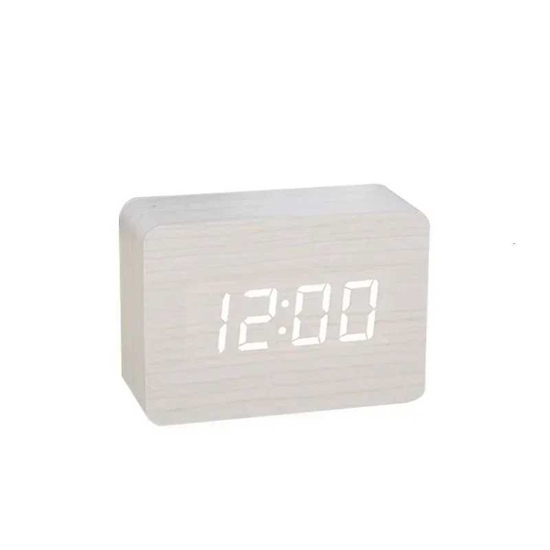 LED Wooden Alarm Watch Table Voice Control Digital Wood Despertador USB/AAA Powered Electronic Desktop Clocks M251205 - view 7