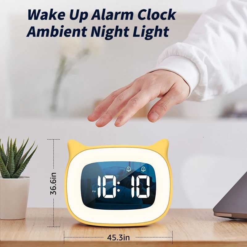 Cat Shape Alarm Clock LED Voice Control Desktop Clock Night Light USB Dual Music Digital Alarm Clock Home Table Decoration M251205 - view 6