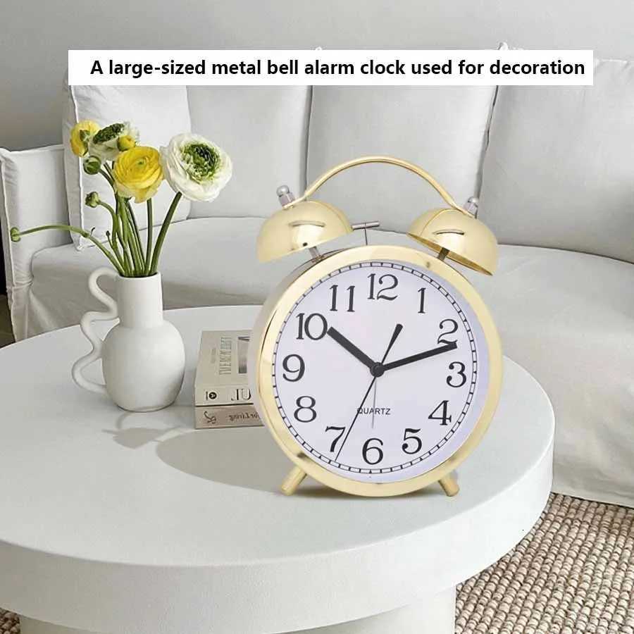 6-inch minimalist electroplated metal alarm clock desktop silent clock loud ringing table clock bedroom bedside decoration M251205 - view 5