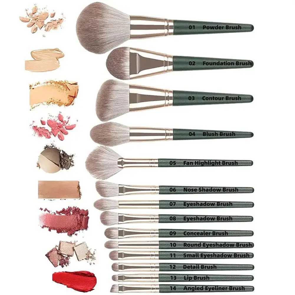 Professional 14PCS Makeup Brushes Set Soft Fluffy Foundation Eyeshadow Concealer Blending Blush Brush Kabuki Women Beauty ToolT251205
