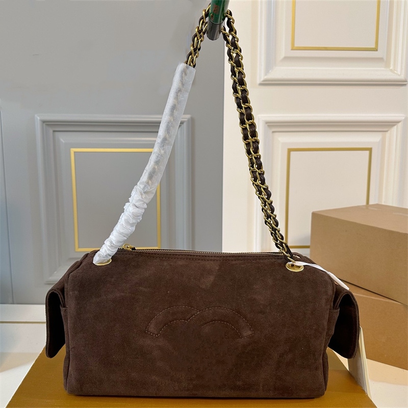 Woman Suede Travel Bags Designer Duffel Bag Shoulder Chain Bags Medium Size Handbag Fashion Plain Totes 10A