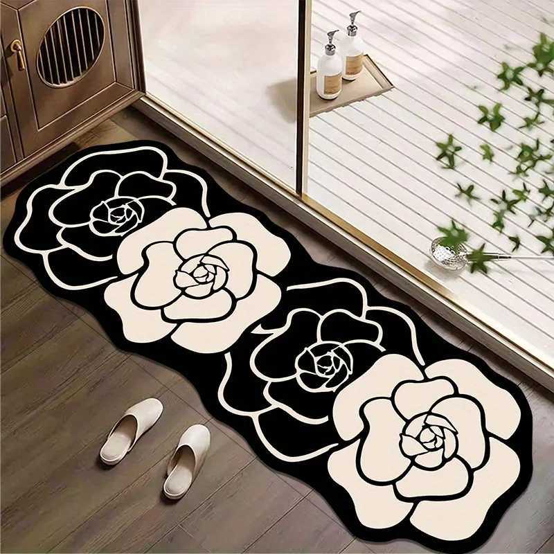 VIKAMA Elegant Camellia-Shaped Carpets Water-Absorbing And Anti-Slip Bathroom Carpets And Light Luxury Home Decorations H251205