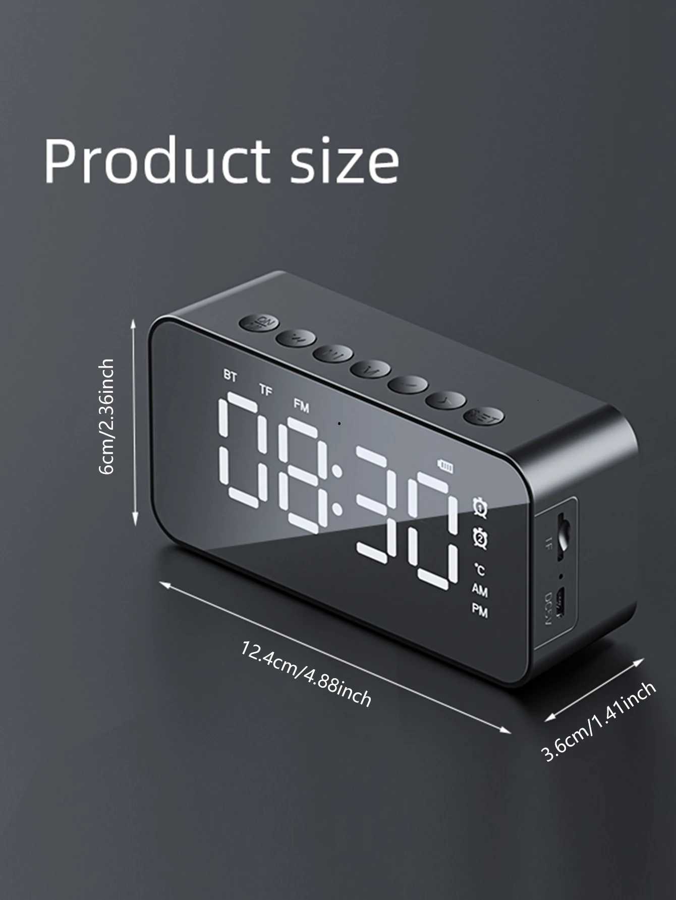 Desktop mini LED mirror digital clock alarm clock bluetooth wireless audio cell phone speaker stereo sound effect M251205 - view 7