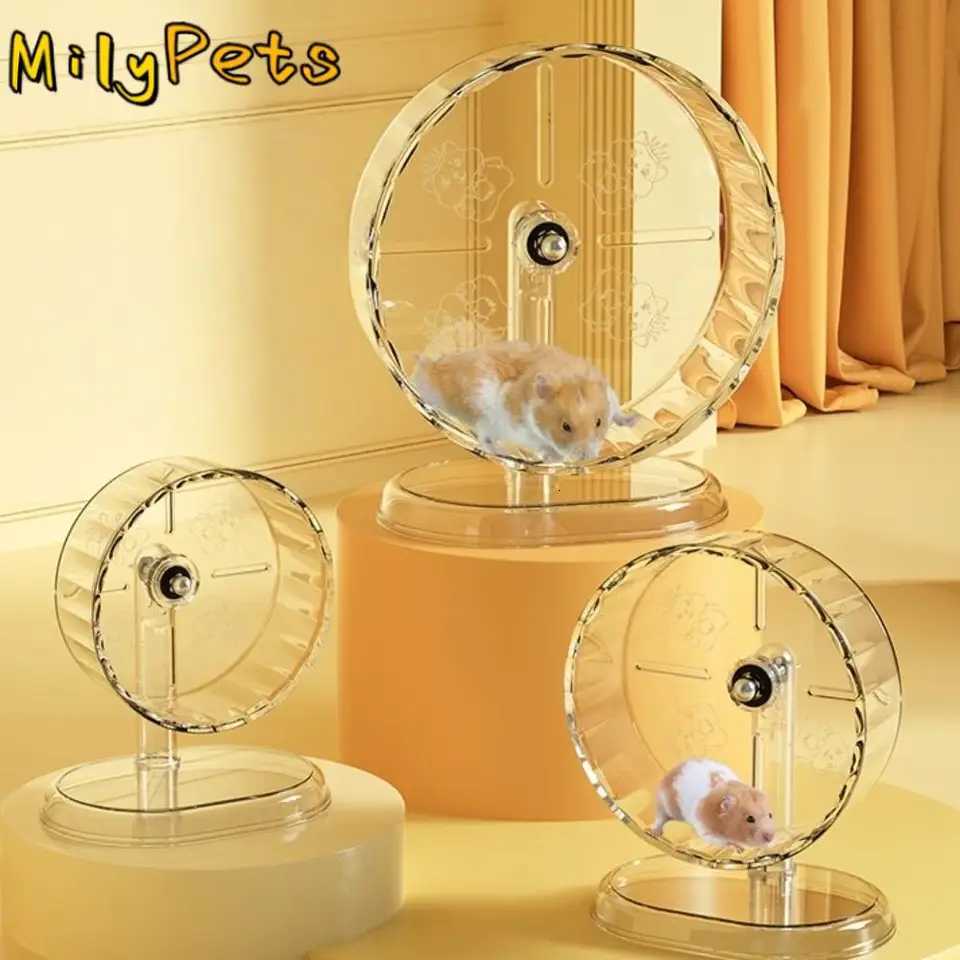 Silent Bracket Hamster Running Wheel High-quality Stand Toy Roller Golden Hamster Exercise Wheel Rotatory Clear M251205