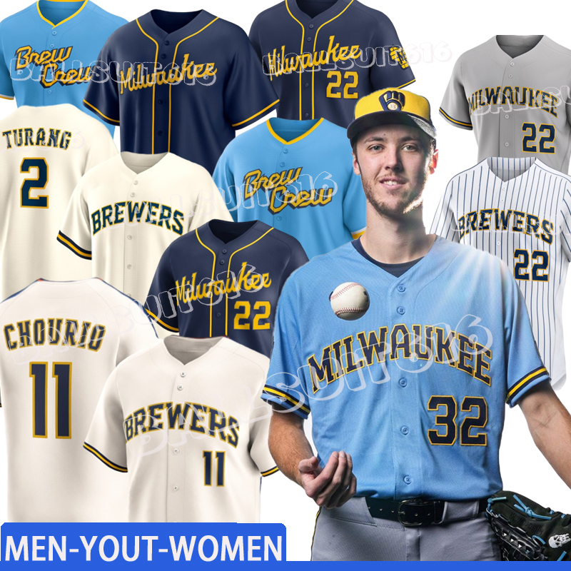 Christian Yelich Rhys Hoskins William Contreras Brewers Jersey #11 Chourio #51 Peralta #10 Frelick #53 Woodruff Jersey