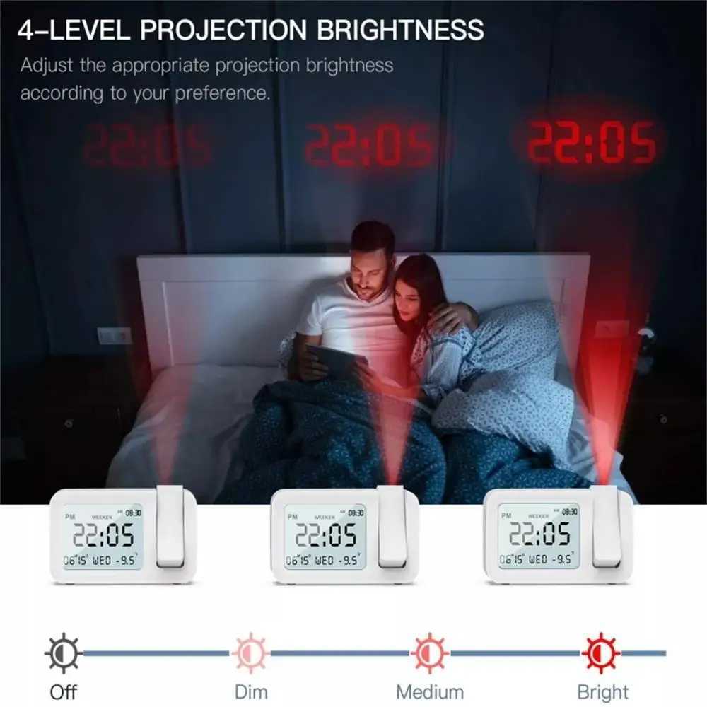 180 Projection Alarm Clock LED Digital Electronic Clock Temperature and Humidity Date Display Bedroom Office Desktop Clock M251205 - view 6