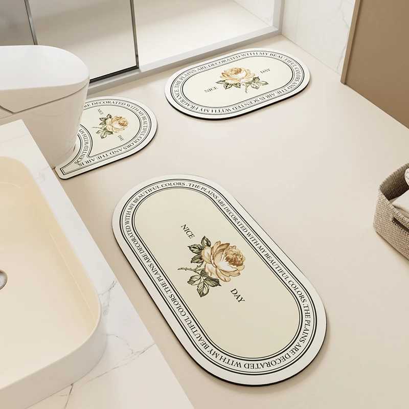 VIKAMA 3PCS Bathroom Water Absorbing Soft Xerathite Floor Mat U-Shaped Toilet Pad Anti-Slip Wash Basin Carpet Home Decoration H251205