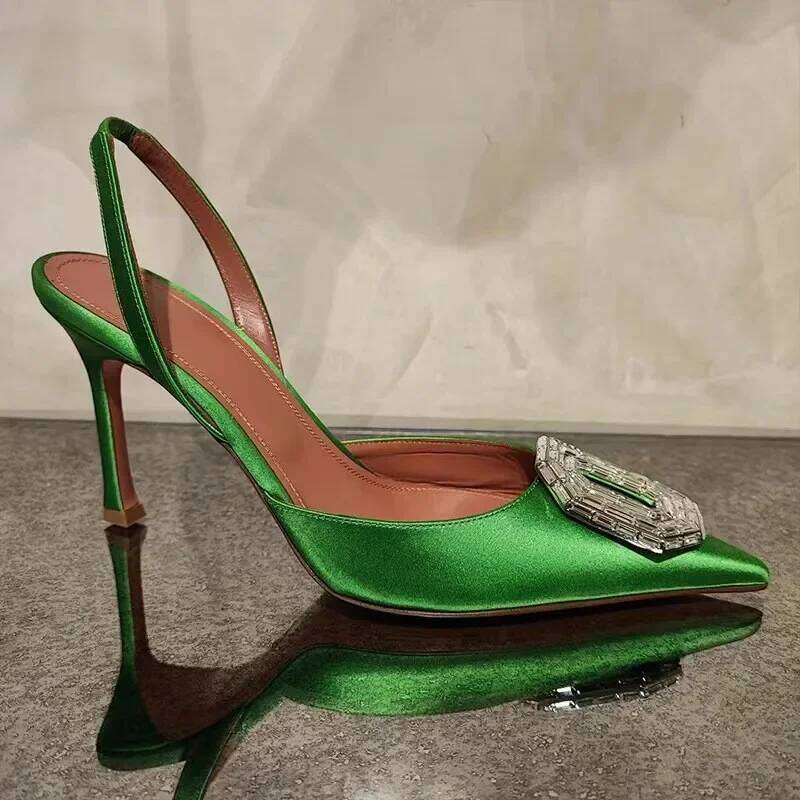 Sexy Luxury Designer High Heels Silk Rhinestone New Sandals Women Pointy Fine Heel Fashion Glitter Wedding Party Dress Shoes - view 4