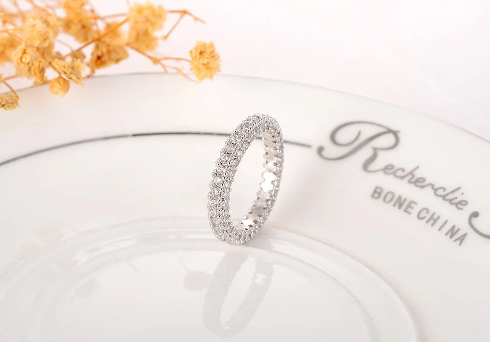 Round 925 Sterling silver aesthetic Band Ring For Women Lady Anniversary Gift Jewelry Wholesale 251126
