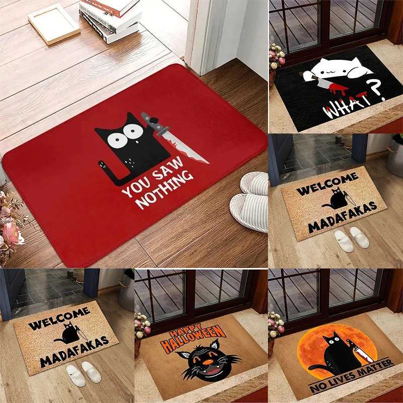 Funny Cat Door Mat with Humorous Quotes and Unique Designs Decorative Floor Protector for Home Entrance and Living Room H251205