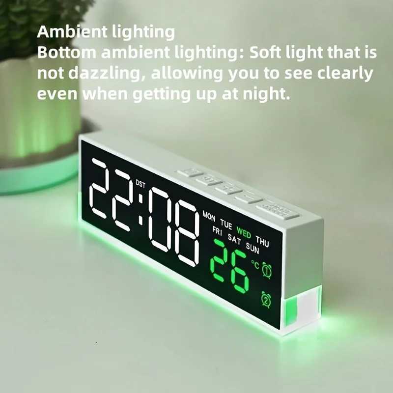 1PC Smart Bedside LED Clock Alarm clock digital clock with Night Light - Digital Alarm and Time Display 12/24H Switch LED Cloc M251205 - view 5