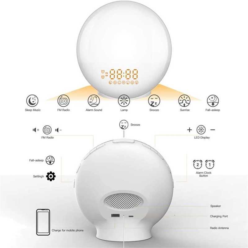 Wake Up Light Alarm Clock with Sunrise/Sunset Simulation Dual Alarms FM Radio Nightlight 7 Colors Natural Sounds Snooze M251205 - view 7