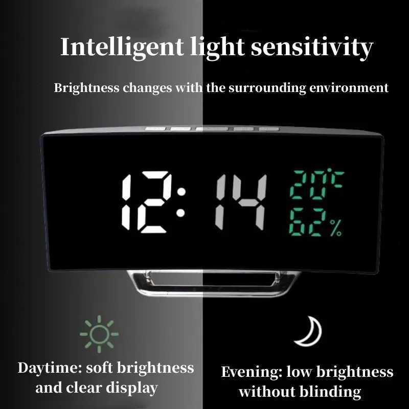Mirror Digital Alarm Clock Temperature Date 2 Levels of Brightness Adjustment Snooze Table Clock 12/24H Night Mode LED Clock M251205 - view 5