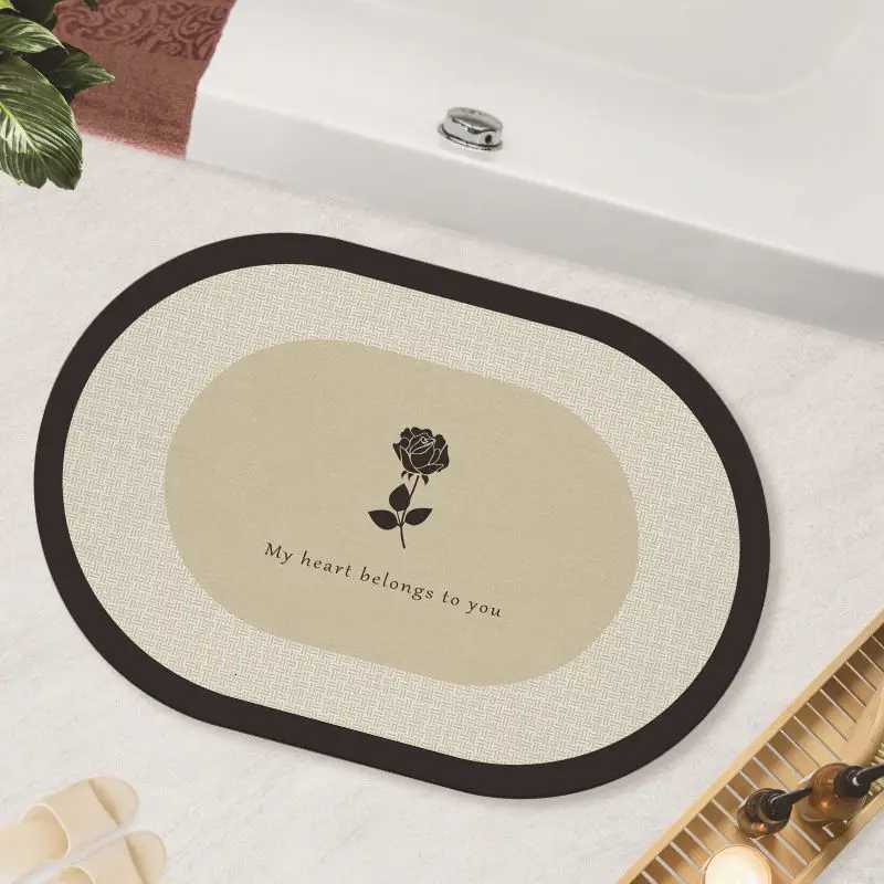 Bedroom diatom mud bathroom absorbent floor mat bathroom door quick drying non-slip entry floor mat room soft carpet H251205