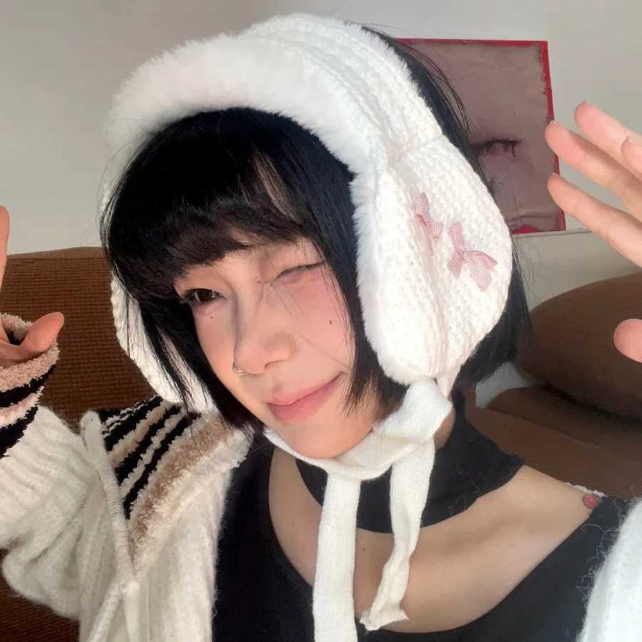 Knitted Tie Ear Warmer with Chic Bow for Winter Cold Protection Student Plush Ear Muff Yarn Ear WarmerXJ251205 - view 4
