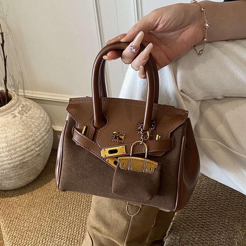 Autumn Winter Vintage Melad Brown for Women New Versatile Crossbody Handbag Platinum Small Tote Bag