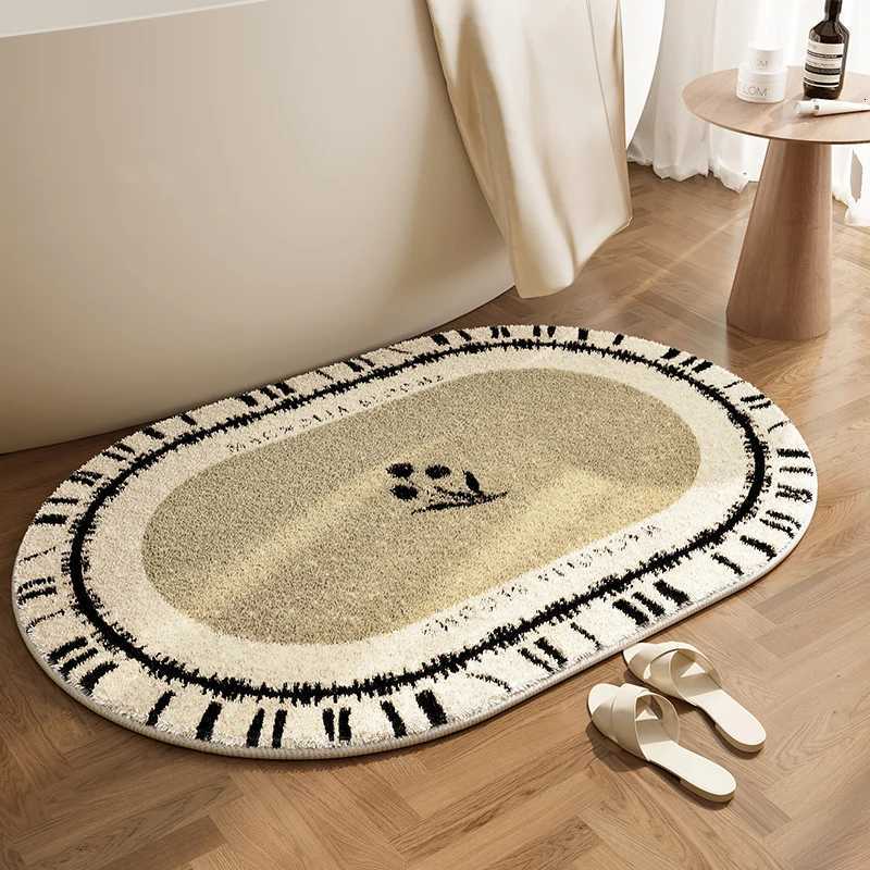 VIKAMA Bathroom Water Absorbing Floor Mat Soft and Anti-Slip Floor Mat French-Inspired Entrance Floor Mat Home Decoration H251205