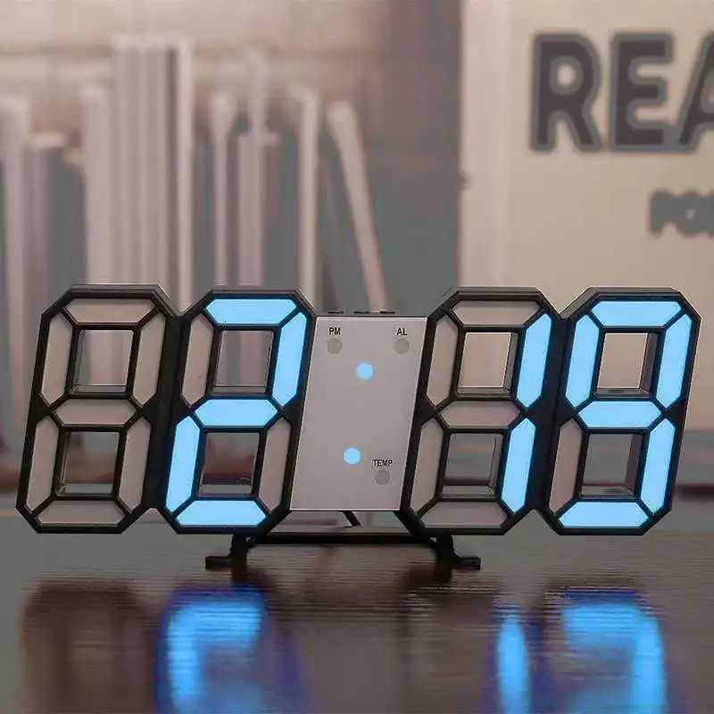 Creative 3D Mantel Clock with Digital Display Night Light Fluorescent Soft Ambient Glow Flicker-Free Desk Decor Gift M251205 - view 5