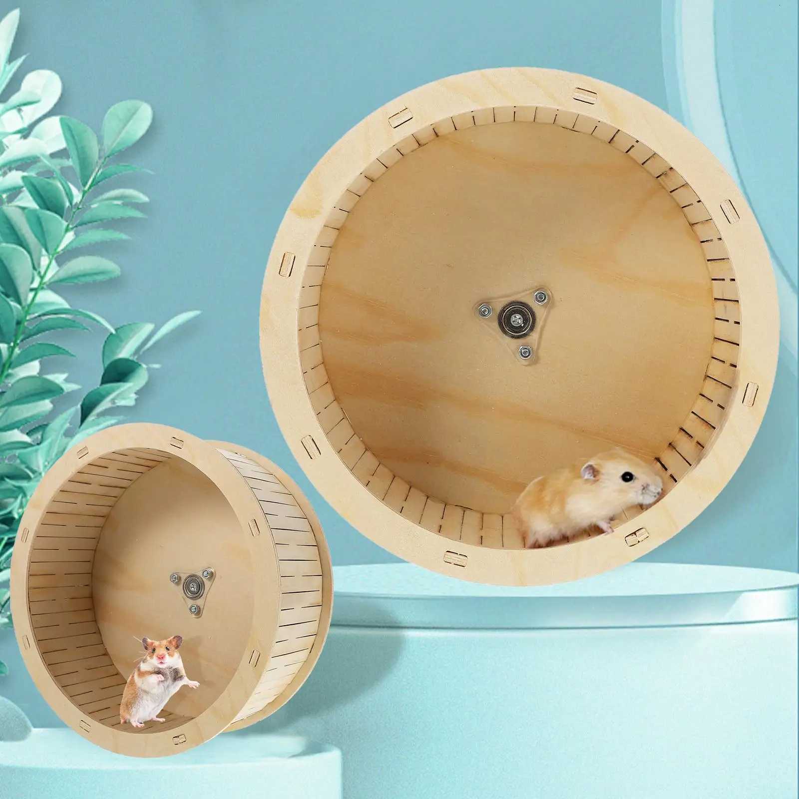 22Cm Natural Wood Hamster Wheel Toy Durable Wooden Running Exercise Wheel Silent Bearing Chinchilla Guinea Pig Syrian Hamster M251205