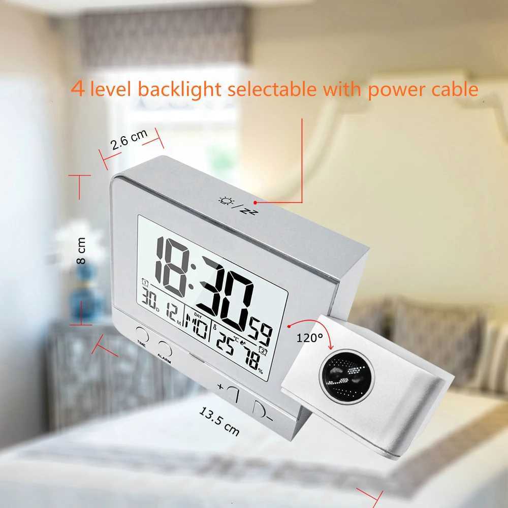 Projection Alarm Clock for Bedroom with Thermometer Hygrometer Digital Ceiling Clock Dimmable LED Display with USB Charger M251205 - view 3