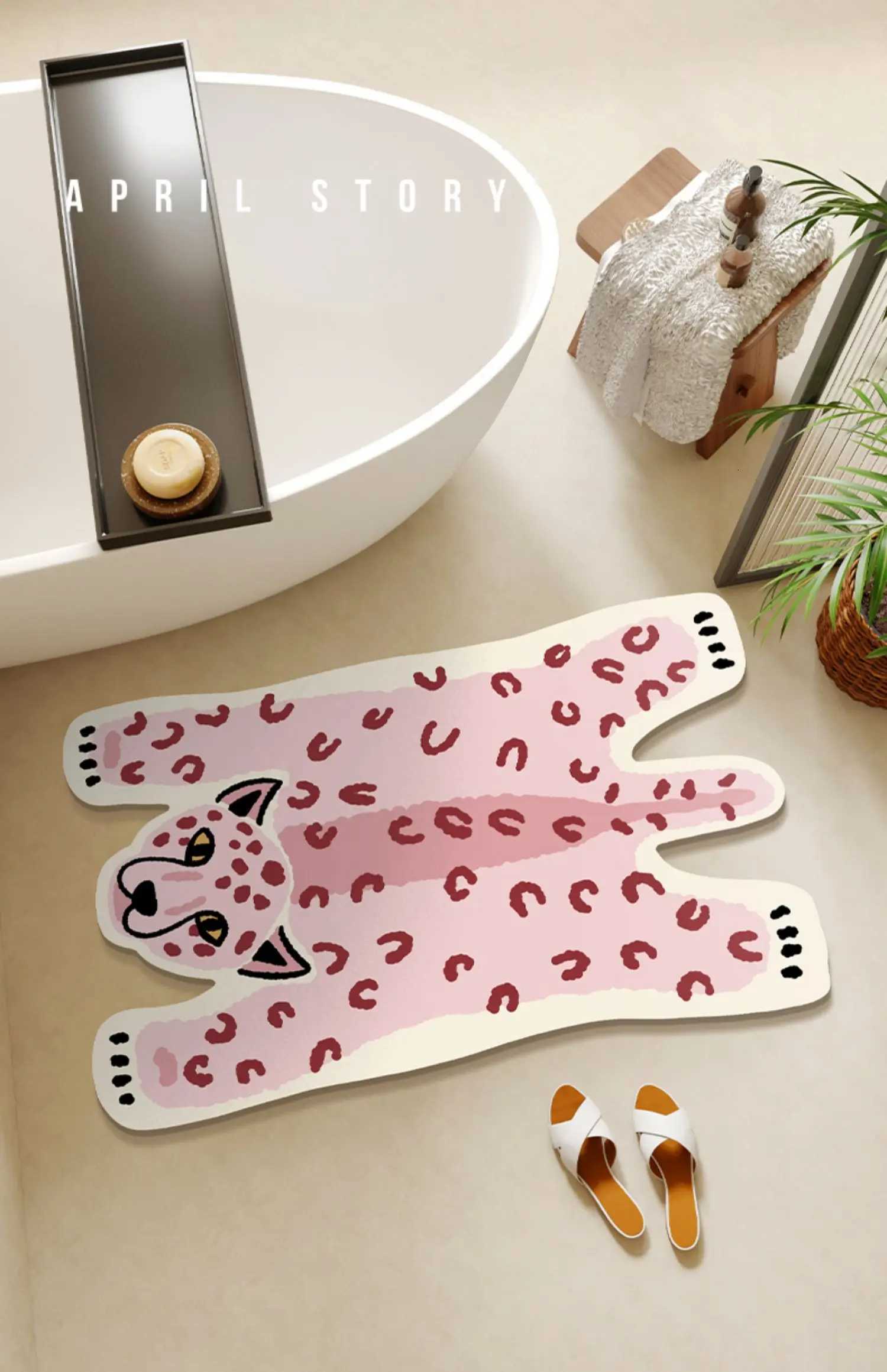 Diatom mud animal bathroom floor mat quick drying leave-in carpet shower room door absorbent door mat H251205