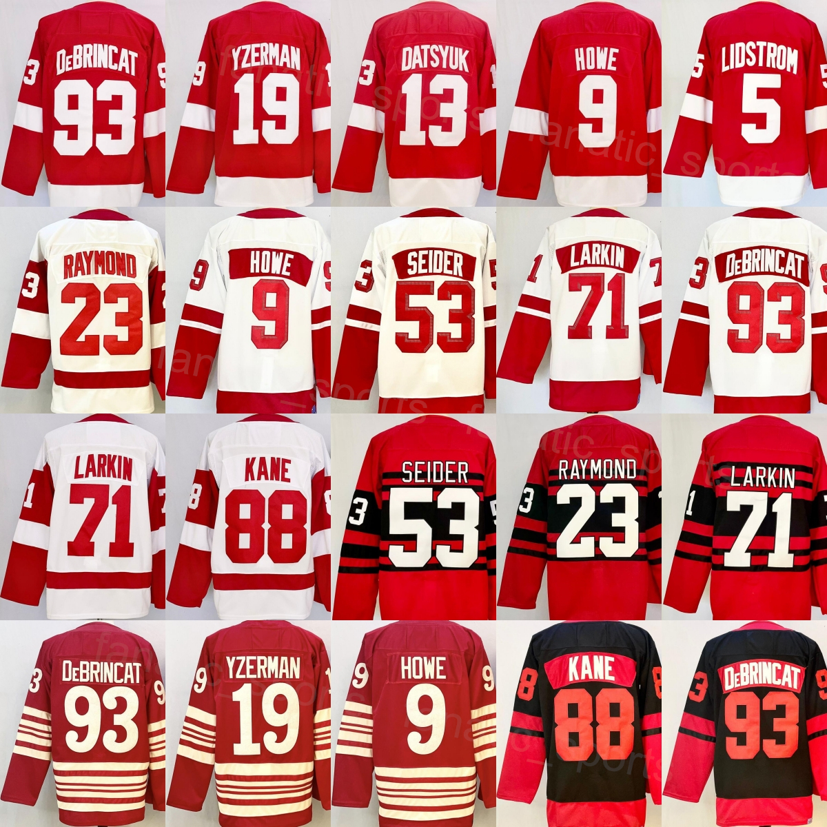 2026 Hockey 88 Patrick Kane Jersey Man 93 Alex DeBrincat Lucas Raymond Moritz Seider Dylan Larkin Sergei Fedorov Steve Yzerman Pavel Datsyuk Heritage Centennial