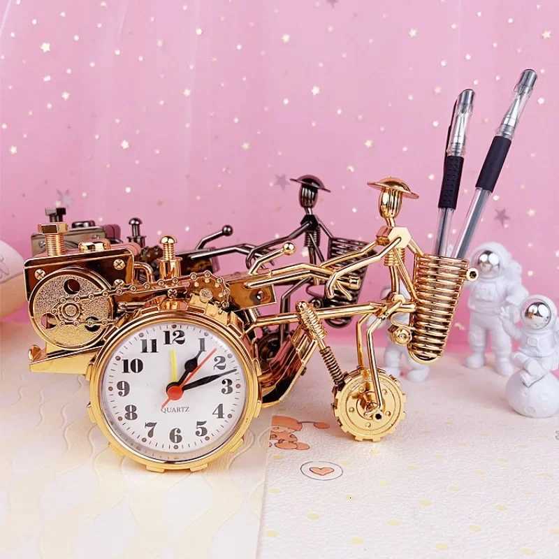 Tractor Model Alarm Clock Pen Holder Creative Retro Alarm Clock Ornaments Childrens Gift Alarm Clock Figurines Miniatures M251205