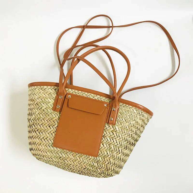 Summer Fashion New Lady Handmade Rattan Bag High Quality Straw Multifunctional Top Handle Large Hollow Resort Beach Handbag
