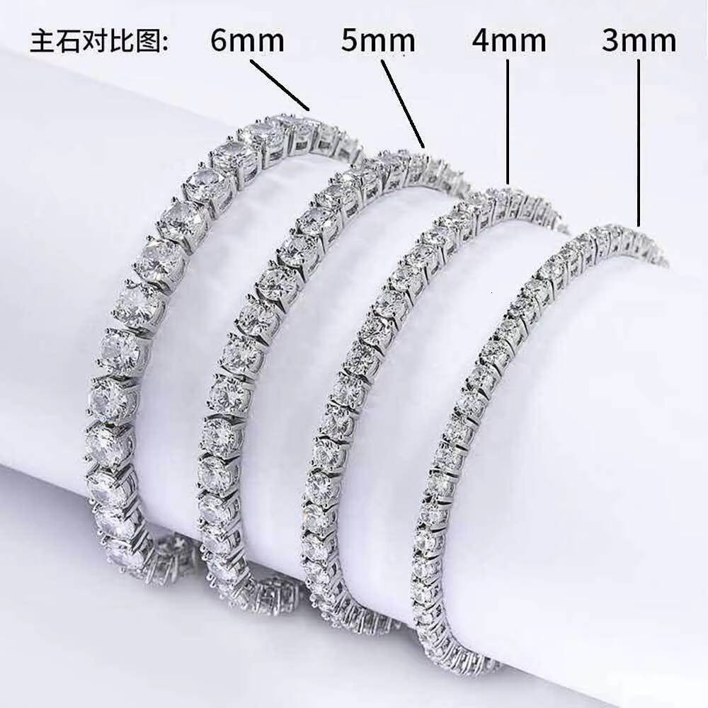 Fashion Jewelry 1 Rows 3-6mm Moissanite Tennis Bracelet Hip Hop Bracelet Silver 925 Pass Diamond Tester Iced Out Tennis Bracelet