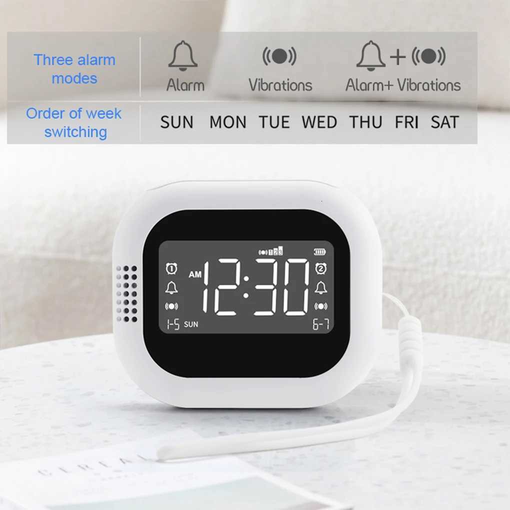 Vibrating Digital Dual Alarm Built-in Radio Function Portable Mini Clock Three Alarm Modes Charging Alarm Clock For Elderly M251205 - view 3