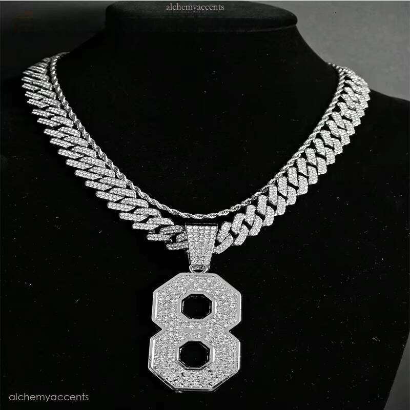 Kun Sen Men's Cuban Chain Pendant Necklace Full Ice VVS Silicon Stone Cultivated Diamond Letter Pattern Hip-Hop Jewelry - view 7