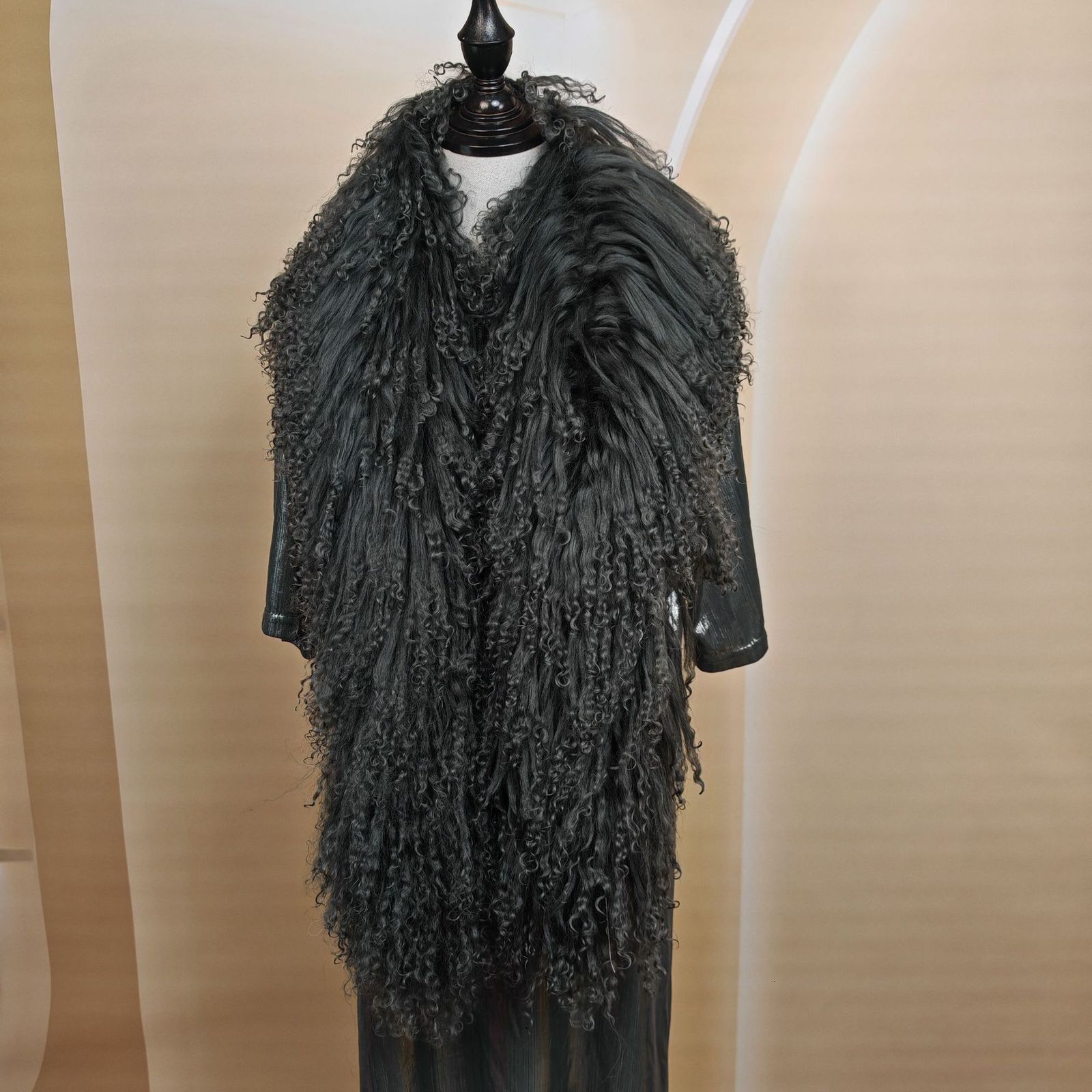 100% Genuine Mongolian Wool Curly Hair Scarf Winter Warm Long Boa Scarves Wraps Neck Warmer Fur Scarfs 251017