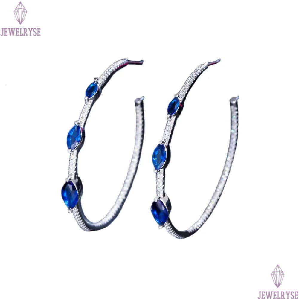 Top Fashion Hoop jewelry Earrings Big Circle 925 Sterling Silver Post Blue Green AAA Cubic Zirconia Copper earring For Women Bride Wedding Engagement 