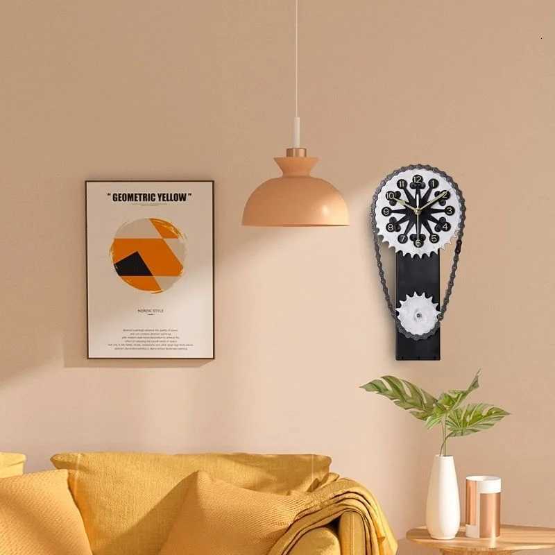 Vintage Rotating Gear Clock Ornament Antique Style Desktop Clocks Living Room Modern Table Decoration Home Vintage Room Decor M251205 - view 6