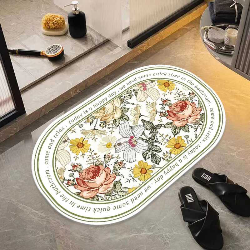 Diatom mud bathroom floor mat toilet door absorbent foot mat toilet carpet bathroom non-slip mat quick drying H251205