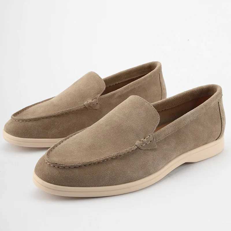 Mens Suede Leather Comfort Loafers Flat Casual Slip-on Shoes Fashion Suede Flats Classic Round Toe Soft Leather Loafers 2025 W251205