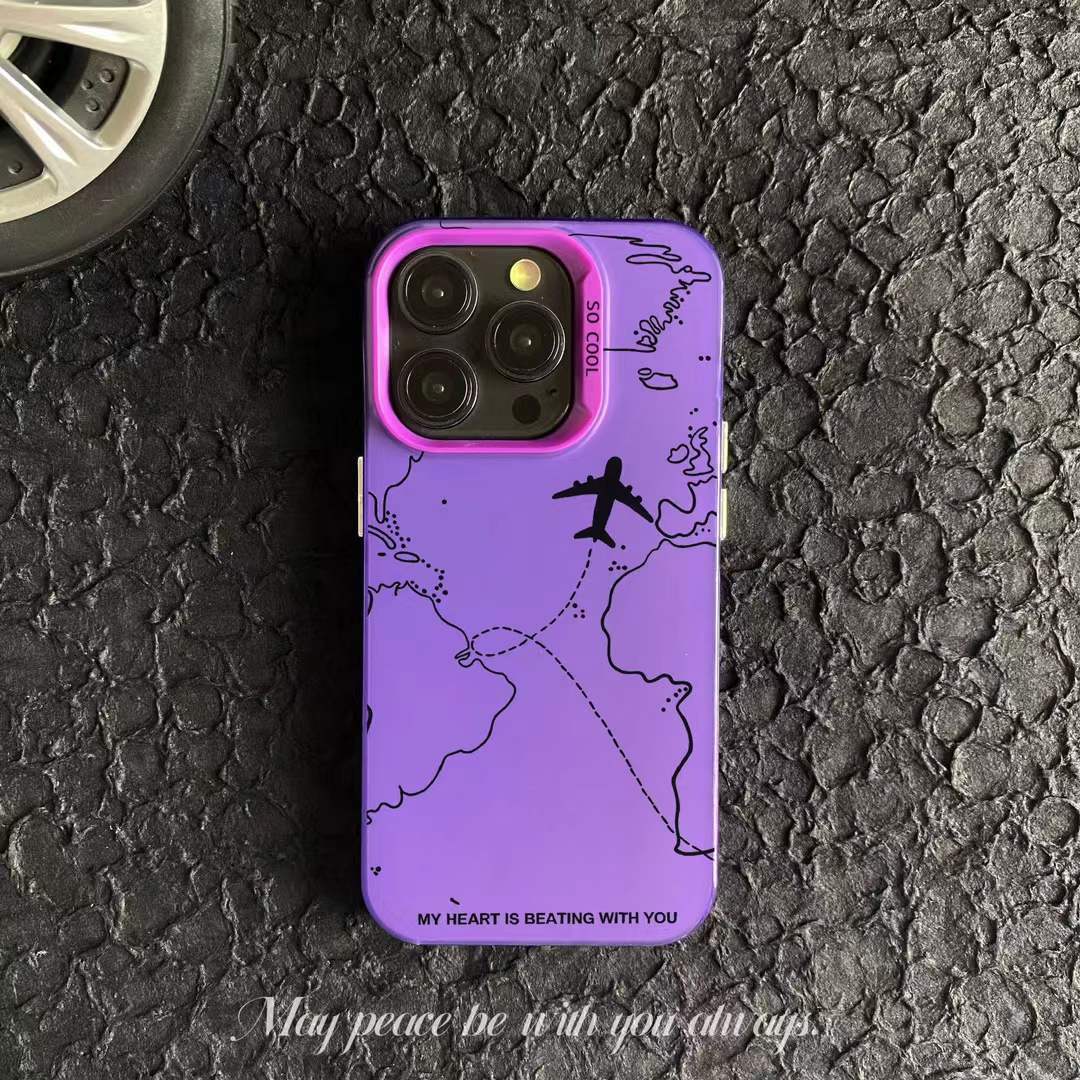 Flight Map is suitable for Apple 16 Promax phone case, personalized, niche market, iPhone 15, anti-drop function 14 Z250227