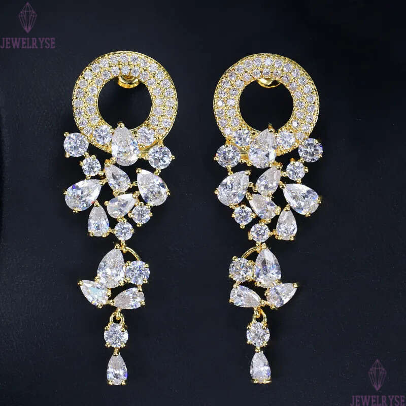 Long designer earring AAA Cubic Zirconia Garland Charm Wedding Earrings Jewelry White Colorful CZ Copper 18K Gold Silver Luxury Fashion Earring Party 