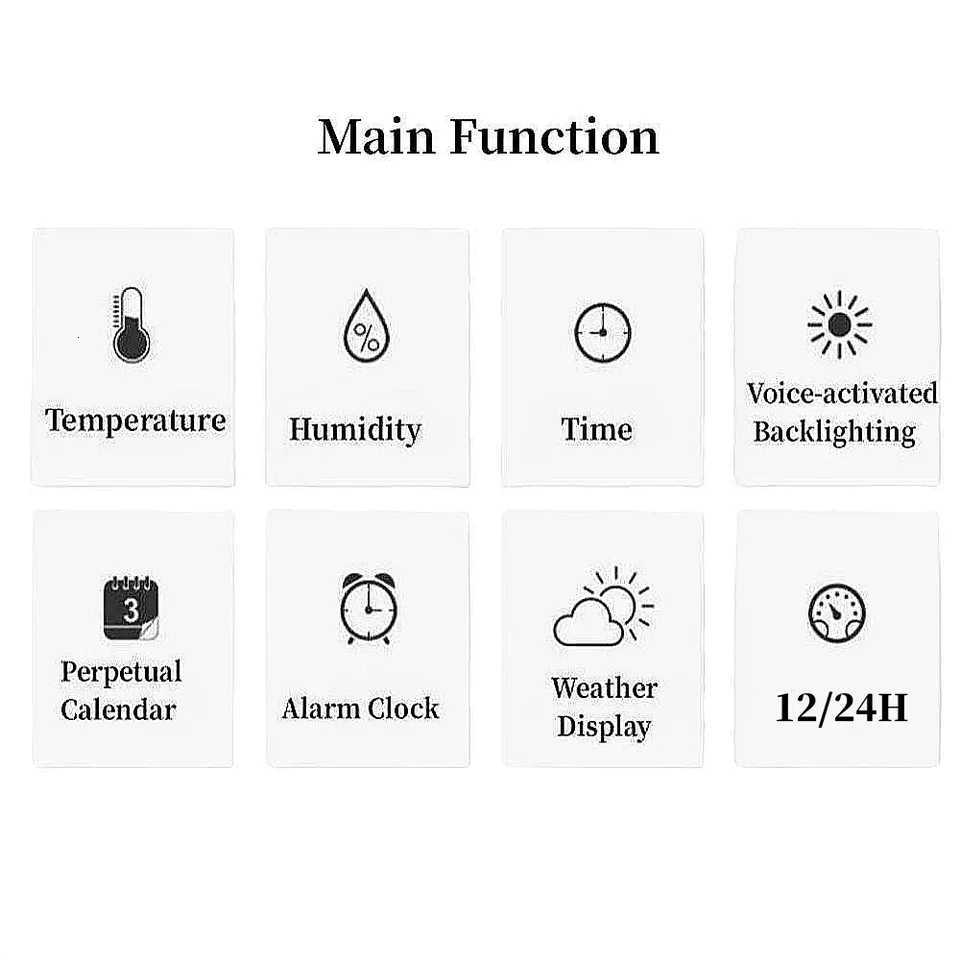 Voice Control Backlight Digital Weather Clock Date Week Temperature Humidity Weather Forecast 12/24H Electronic Clock M251205 - view 3