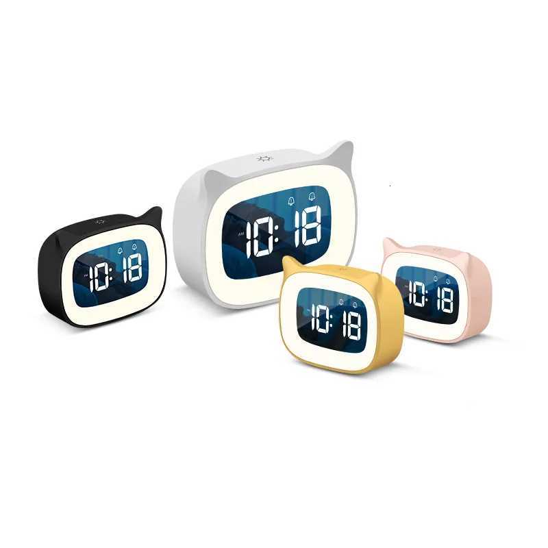 Cat Shape Alarm Clock LED Voice Control Desktop Clock Night Light USB Dual Music Digital Alarm Clock Home Table Decoration M251205 - view 3