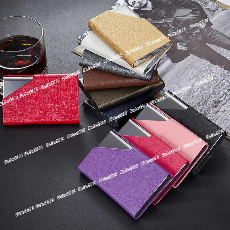 Business Card Holder Upgraded Leather Card Case Metal Slim Pocket Name Card Box RFID Blocking Business Cards Carrier with Magnetic Closure 10 Colors