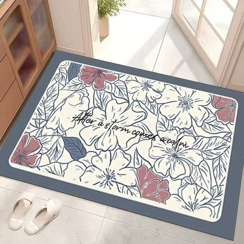 American Style High-end Light Luxury Floral Flannel Floor Mat Home Entrance Door Mat Kitchen Door Mat Anti Slip Foot Mats H251205