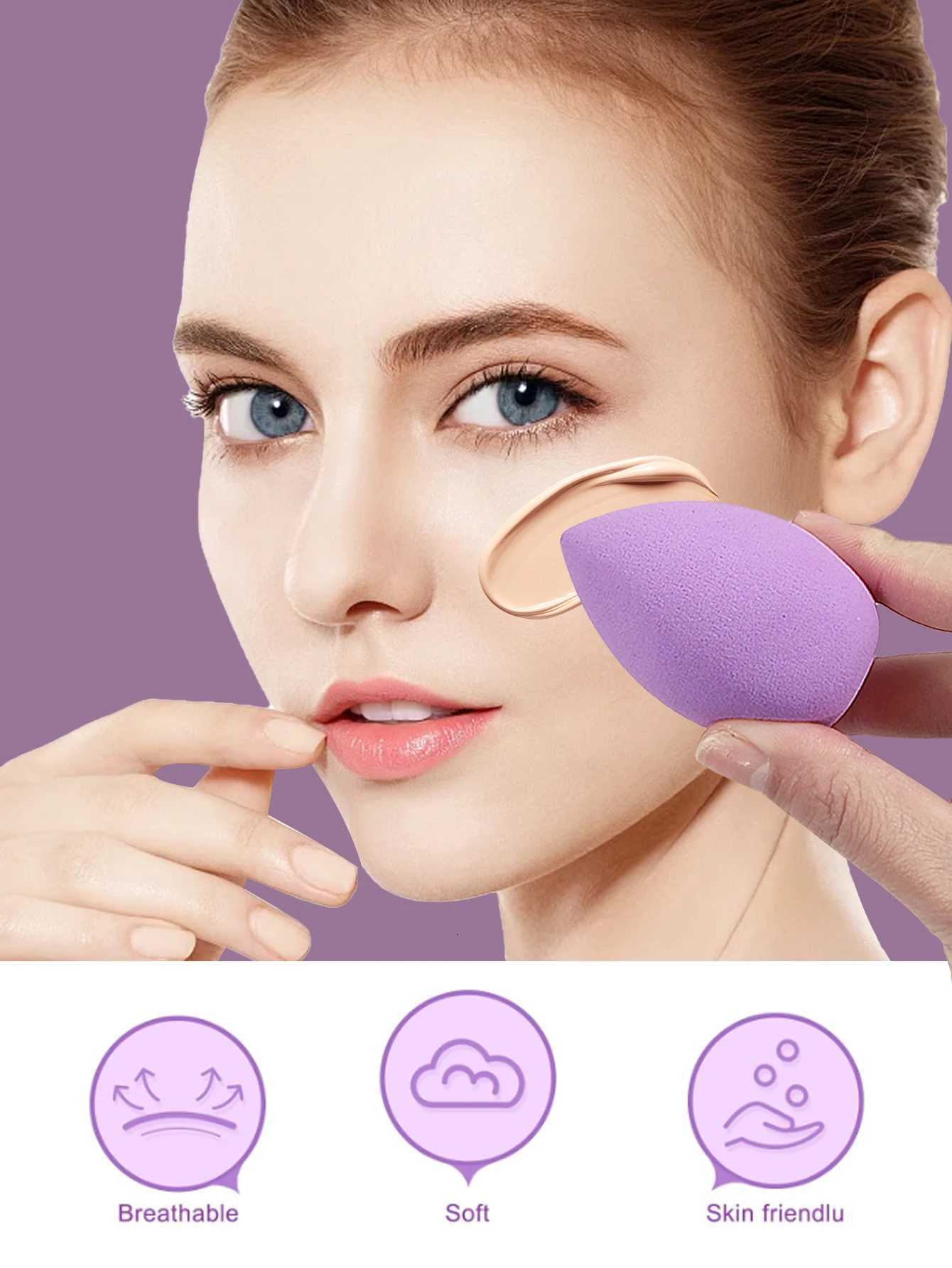 The 17-piece purple makeup brush set includes a multi-functional facial makeup brush/sponge egg/fan-shaped powder puffT251205