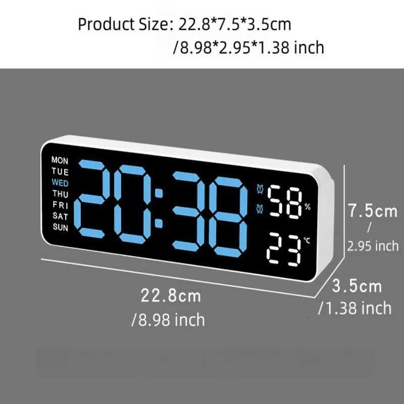 1PC Digital Clock LED Clock Alarm Clock with Time Week Temperature Humidity Display USB Cable DC 5V 12/24H Switch for home decor M251205 - view 3