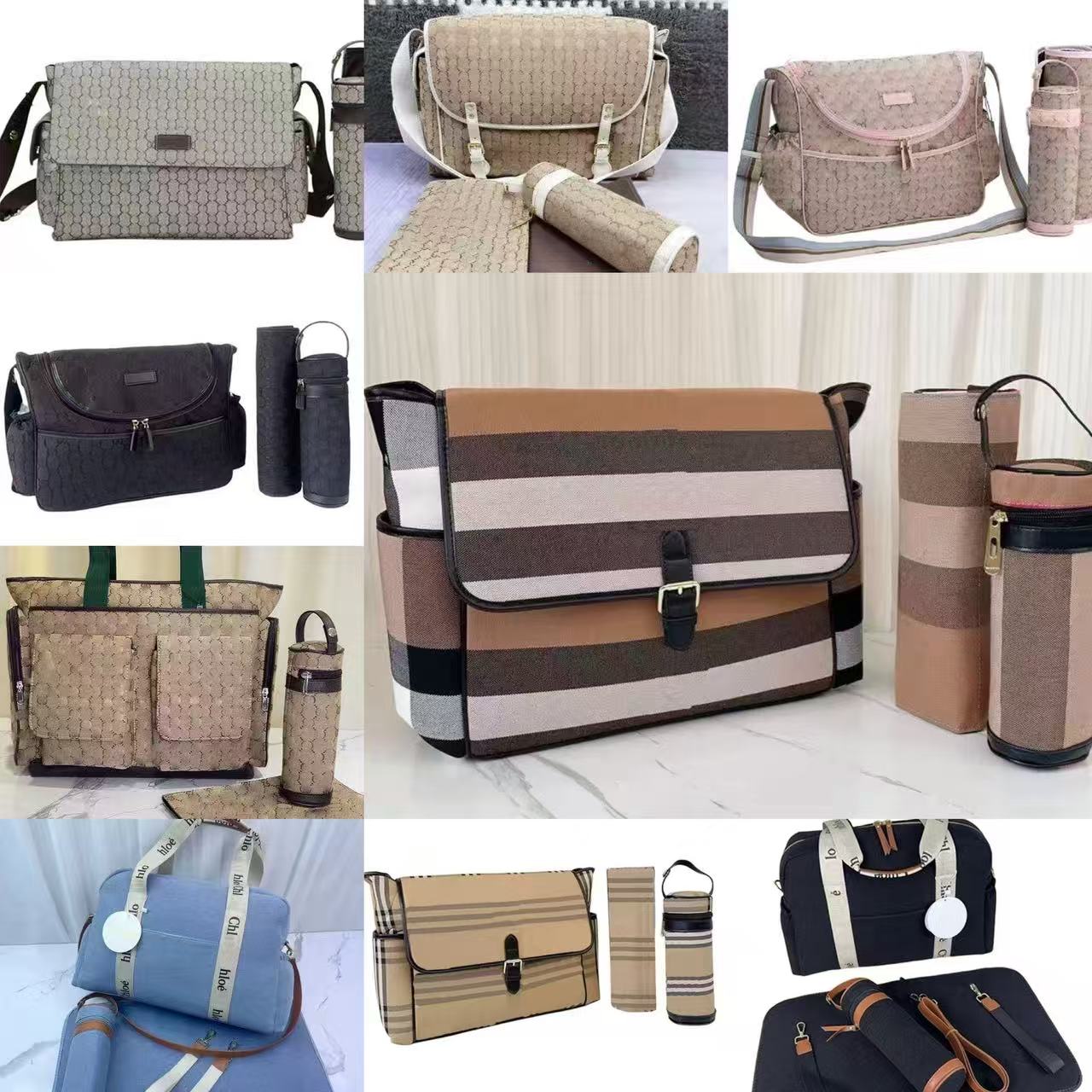 Diaper bag Designer diaper bag baby baby bag strollers baby mother bags diaper pads water bottles coolers three-piece letter zipper travel bags A888