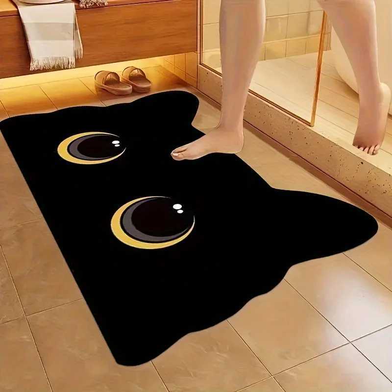 VIKAMA Black Cat Floor MatCute Cartoon Bathroom Mat Welcome MatWaterproof Non-slip Doormat Toilet Floor Rug Home Decoration H251205