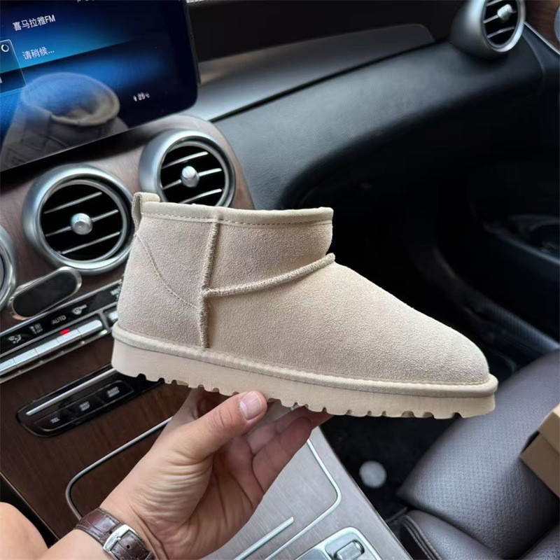 winter 2026 Women's Short Snow Boots Genuine Leather Waterproof Shearling Lined Winter Boots Non-Slip Warm Thermal Ankle Boots