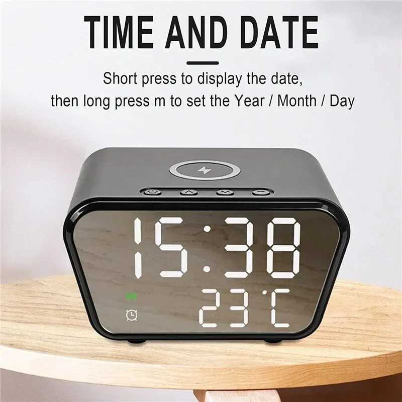 Wireless Charger Pad LED Digital Alarm Clock Desktop Temperature Phone Chargers Stand 15W Fast Wireless Charging Dock Station M251205 - view 6